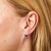 2 Stone Blue Topaz Stud Earrings 9ct White Gold 375 Hallmarked British Made