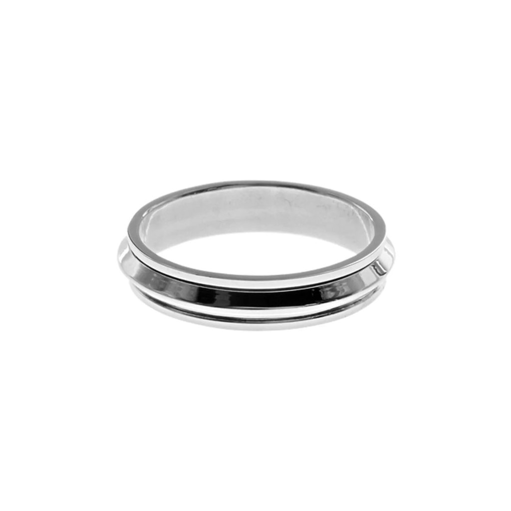 2 Tone Spinner Ring Sterling Silver 925 Hallmarked British Made Size J - T