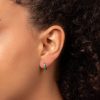6 Stone Emerald Hoop Earrings 9ct White Gold 375 Hallmarked British Made