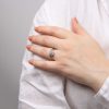 9ct White Gold Diamond and Aquamarine Ring British Made L - Q