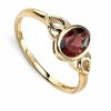 9ct Yellow Gold Garnet Celtic Ring Sizes L - Q British Made Brand New Boxed