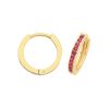9ct Yellow Gold Ruby Hoop Earrings British Made 375 Hallmark Brand New Boxed