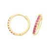 9ct Yellow Gold Ruby Hoop Earrings British Made 375 Hallmark Brand New Boxed