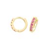9ct Yellow Gold Ruby Hoop Earrings British Made 375 Hallmark Brand New Boxed
