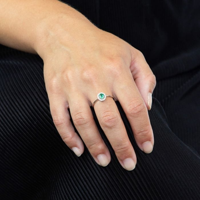 Cushion Cut Natural Peridot Ring with Diamond Surround in 9ct Yellow Gold