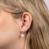 Freshwater Pearl/Diamond Drop Earrings 9ct White Gold 375 Hallmark British Made