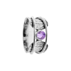 Amethyst Tree Bark Spinner Ring Sterling Silver 925 Hallmarked Size K - T