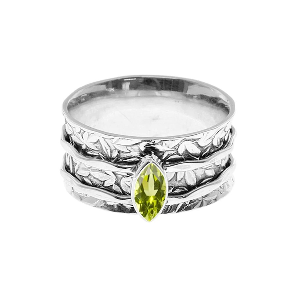 Autumn Peridot Spinner Ring Sterling Silver 925 Hallmarked Size K - T