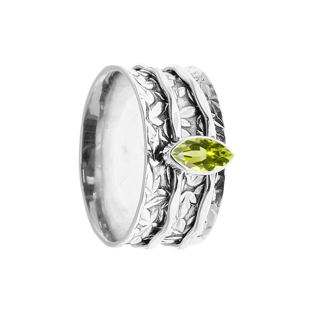 Autumn Peridot Spinner Ring Sterling Silver 925 Hallmarked Size K - T