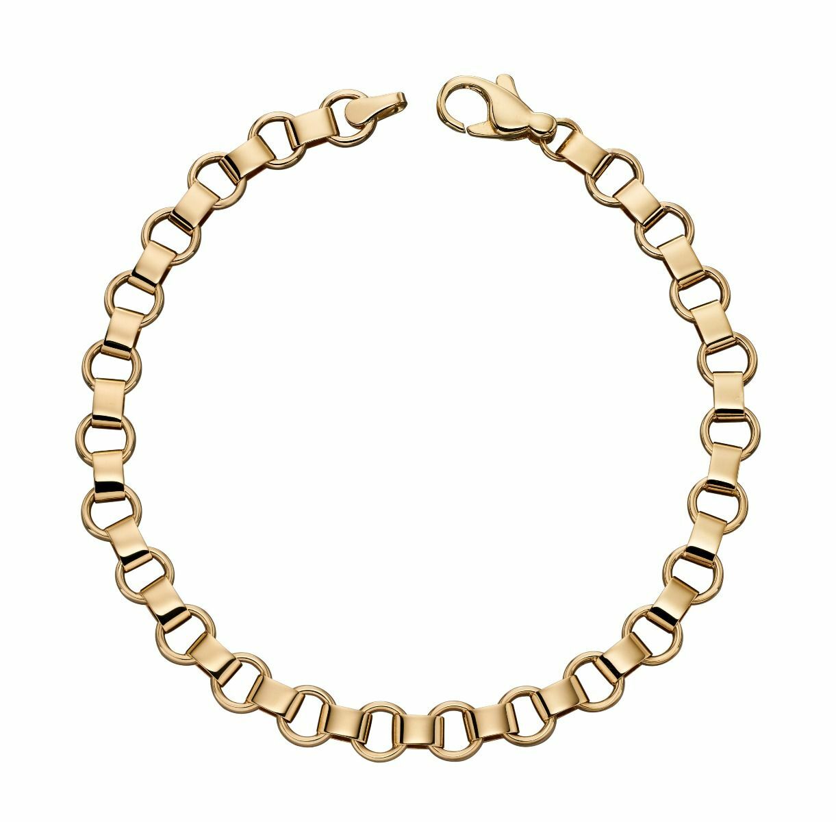 Circle Link Bracelet in 9ct Yellow Gold 375 Hallmarked 19cm Brand New Boxed