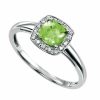 Cushion Cut Natural Peridot Ring with Diamond Surround in 9ct Yellow Gold