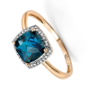 Cushion London Blue Topaz & Diamond Ring 375 Hallmarked Sizes L - Q