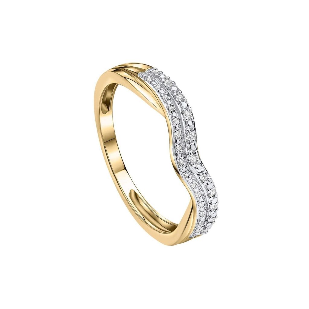 Diamond Wave Eternity Ring 9ct Yellow Gold Sizes  L - Q British Made