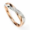 Diamond White & Rose Gold Wrap Over Eternity Ring Hallmarked Sizes L - Q