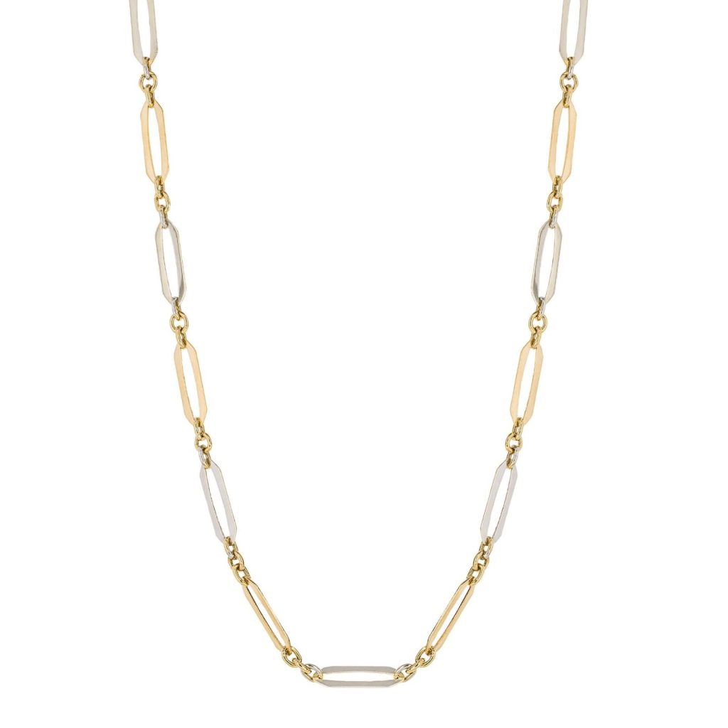Elongated Necklace 9ct Mixed Gold 375 Hallmarked British Made