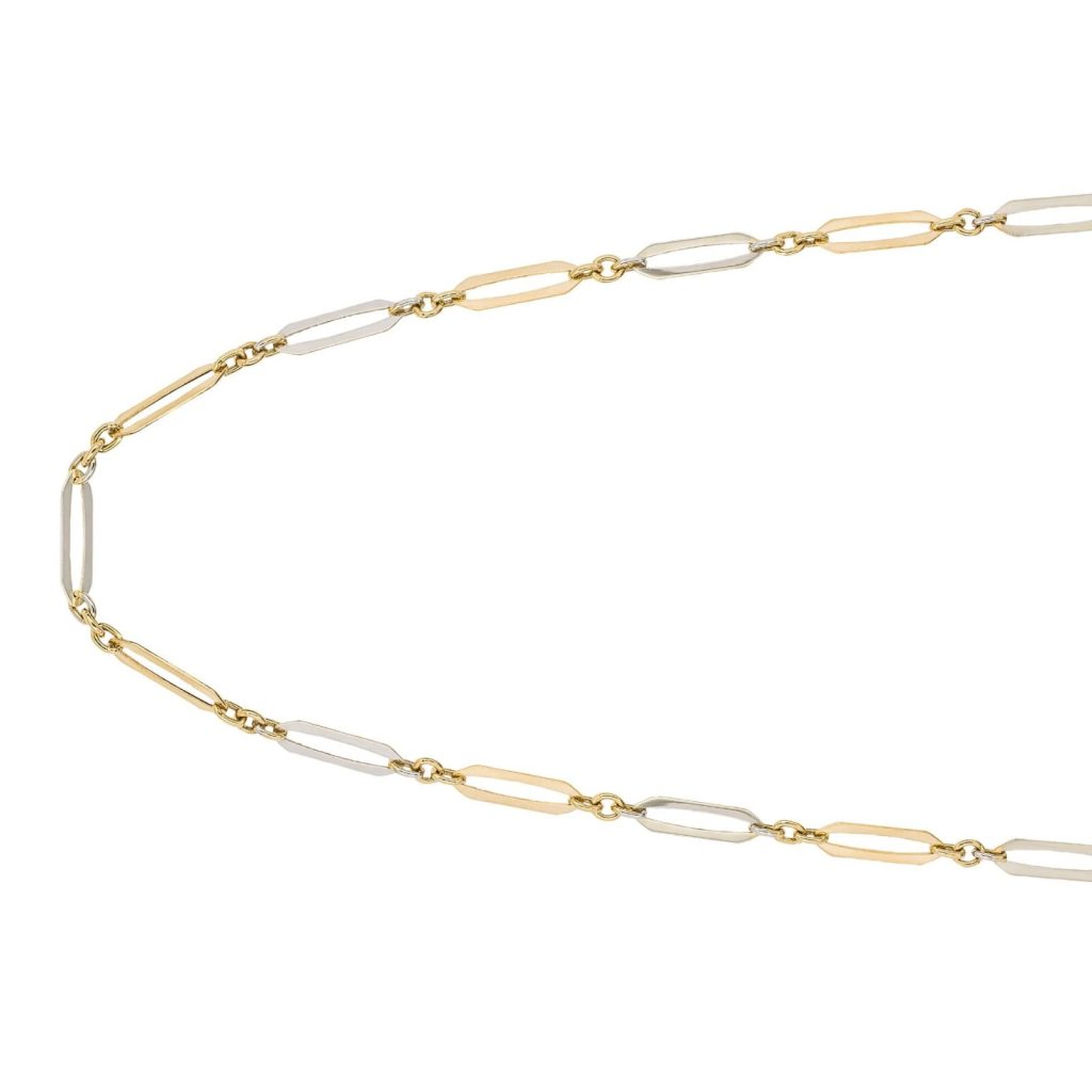Elongated Necklace 9ct Mixed Gold 375 Hallmarked British Made