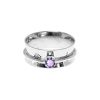 Floral Amethyst Spinner Ring Sterling Silver 925 Hallmark British Made Size K-T