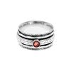 Garnet Fleur De Lys Spinner Ring Sterling Silver 925 Hallmarked Size K - T