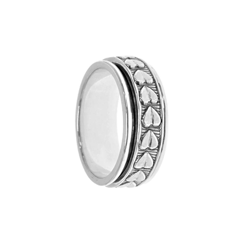Heart Spinner Ring Sterling Silver 925 Hallmarked British Made Size K - T