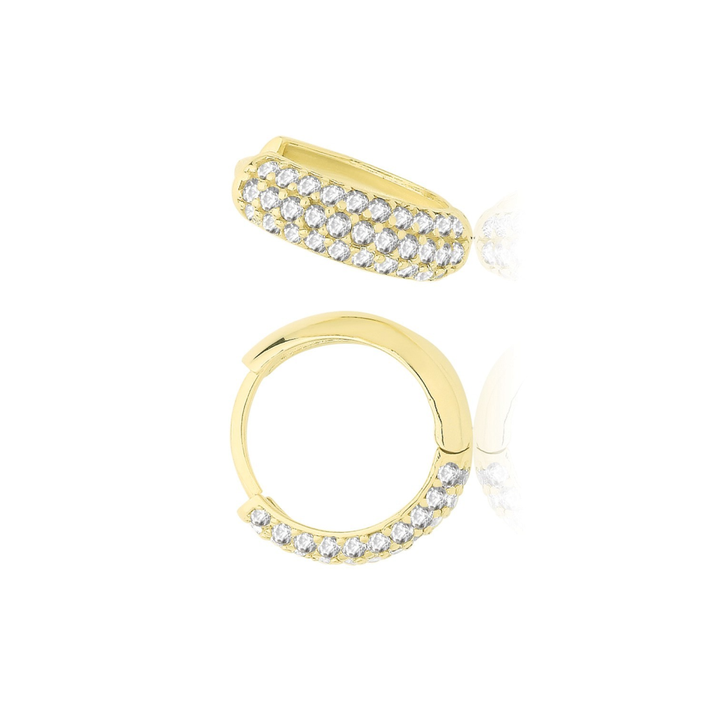Mens 36 Stone Huggie Hoop Earring 9ct Yellow Gold 375 Hallmarked Brand New