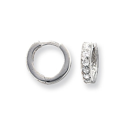 Mens 6 Stone Huggie Hoop Earring 9ct White Gold 375 Hallmarked Brand New