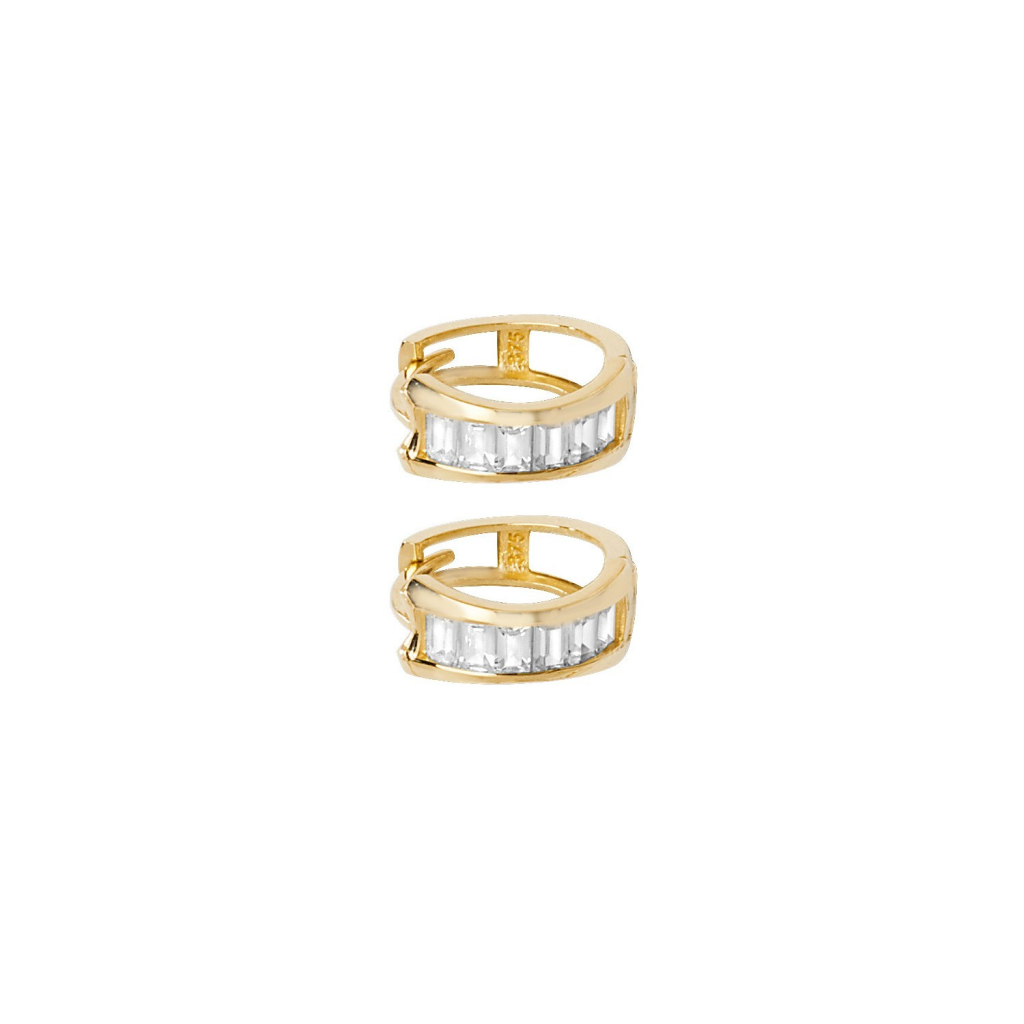 Mens 6 Stone Huggie Hoop Earring 9ct Yellow Gold 375 Hallmarked Brand New Boxed
