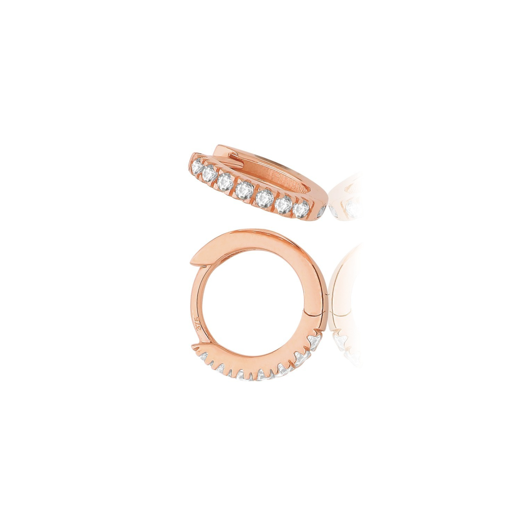 Mens 7 Stone Huggie Hoop Earring 9ct Rose Gold 375 Hallmarked Brand New Boxed