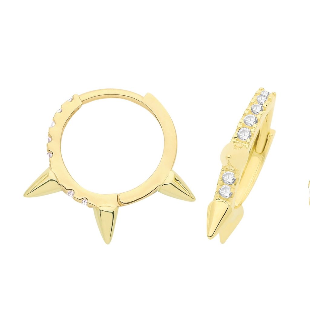 Mens Spiked Huggie Hoop Earring 9ct Yellow Gold 375 Hallmarked Brand New