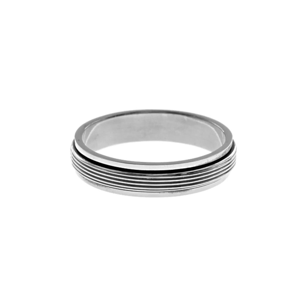 Mens Sterling Silver Ridged Spinner Rotating Ring 925 Hallmarked Sizes W - Z +1
