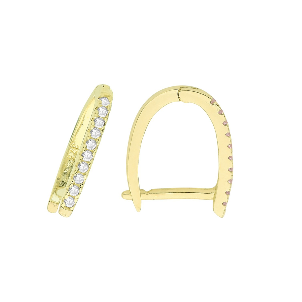 Mens U Shaped Huggie Hoop Earring 9ct Yellow Gold 375 Hallmarked Brand New