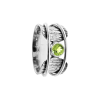 Peridot Tree Bark Spinner Ring Sterling Silver 925 Hallmarked Size K - T