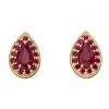 Ruby Teardrop Stud Earrings 9ct Yellow Gold 375 Hallmarked British Made