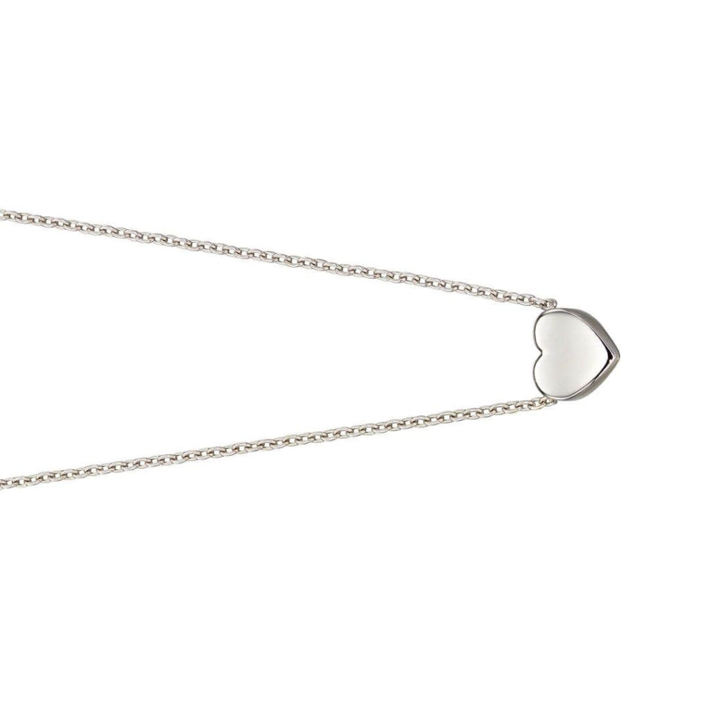 Small Heart Necklace 9ct White Gold 375 Hallmarked British Made 43cm