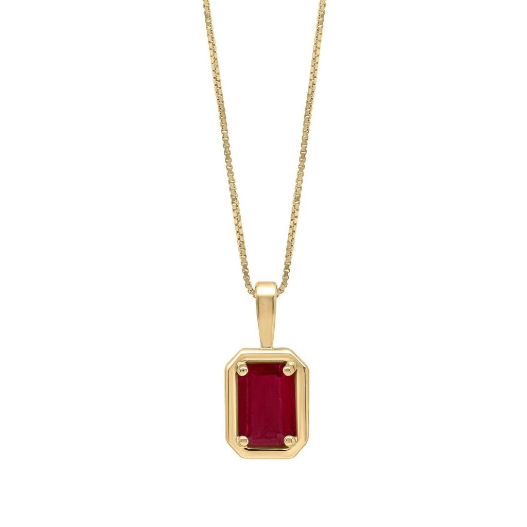 Solitaire Octagon Ruby Pendant Yellow Gold 375 Hallmarked British Made