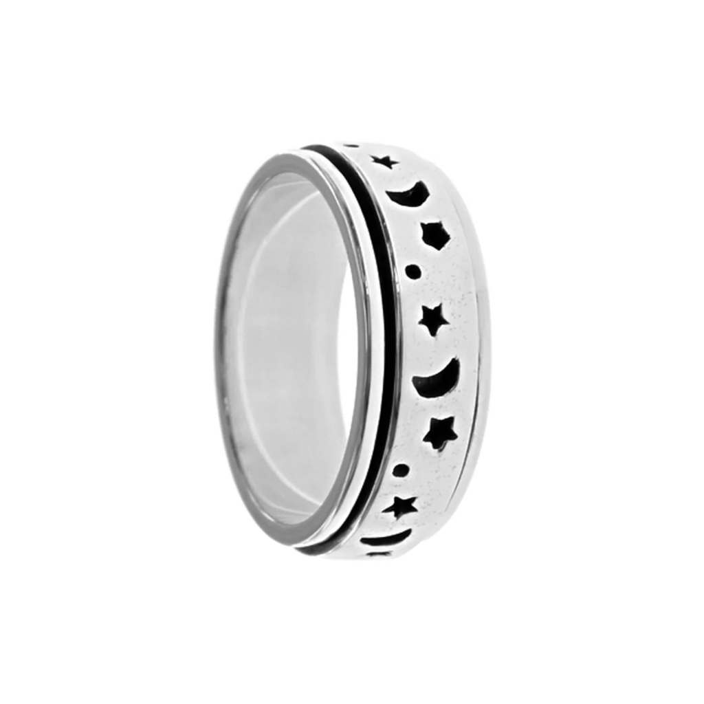 Space Spinner Ring Sterling Silver 925 Hallmarked British Made Size U - X
