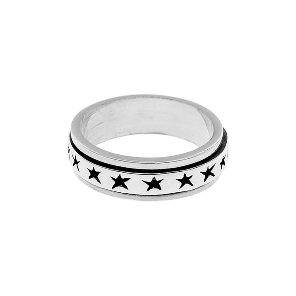 Star Spinner Ring Sterling Silver 925 Hallmarked British Made Size L - R