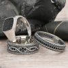 Sterling Silver Gents Statement Onyx Ring 925 Hallmarked Size P - Y British Made